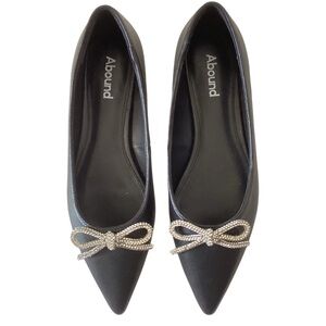 EUC Worn 1x Abound Black Women's Shoes with Rhinestone Bow Detail